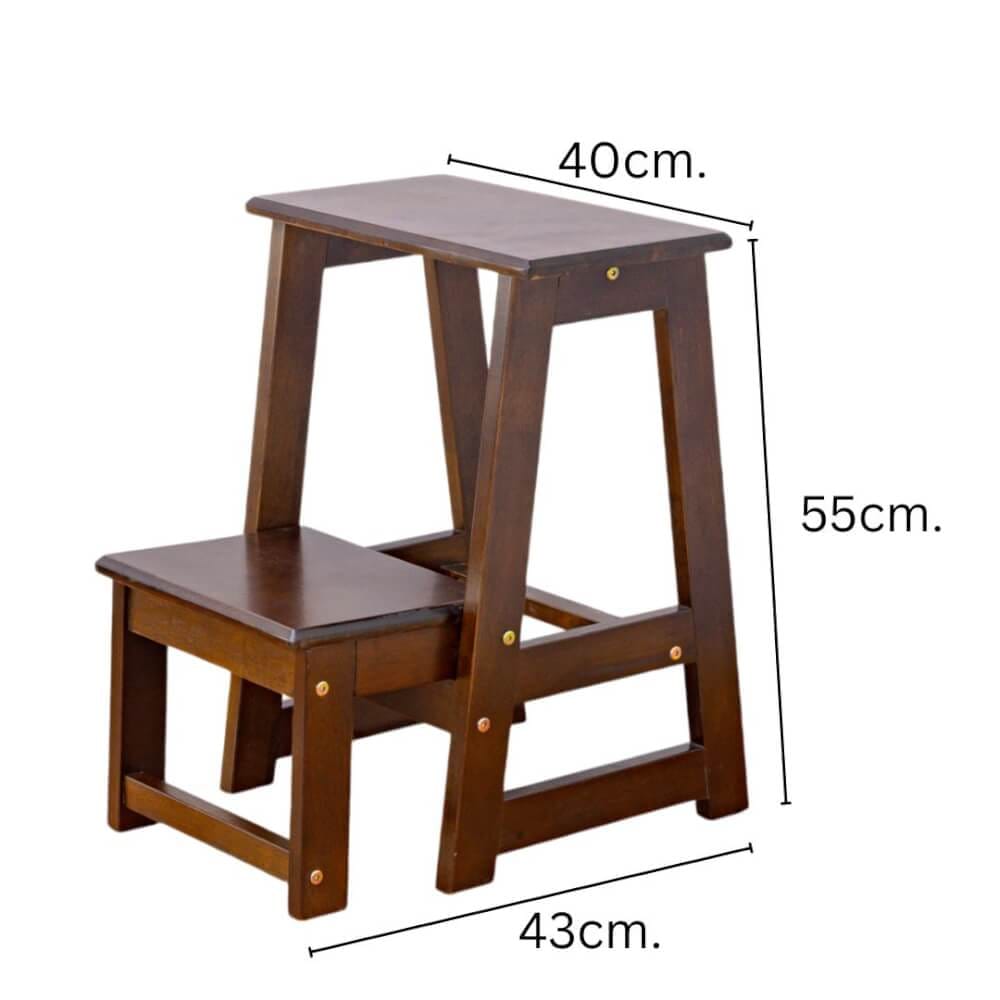บันไดไม้ยางพารา 2 ขั้น Evergreen Furniture SLST-55  40x43x55ซม. สีน้ำตาลเข้ม_8
