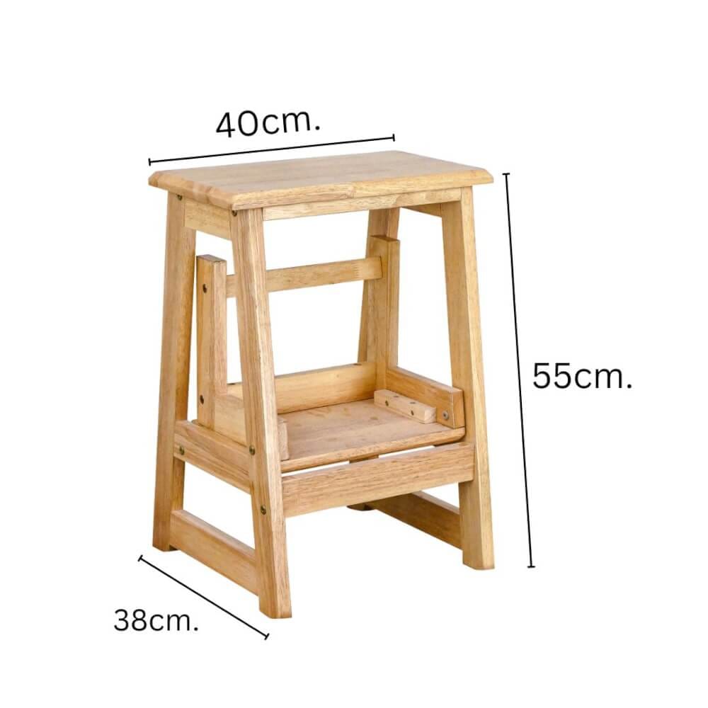 บันไดไม้ยางพารา 2 ขั้น Evergreen Furniture SLST-55  40x43x55ซม. สีไม้ธรรมชาติ_5