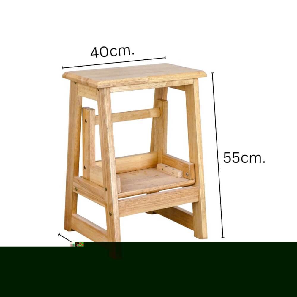 บันไดไม้ยางพารา 2 ขั้น ประกอบส่ง Evergreen Furniture SLST-55  40x43x55ซม. สีไม้ธรรมชาติ