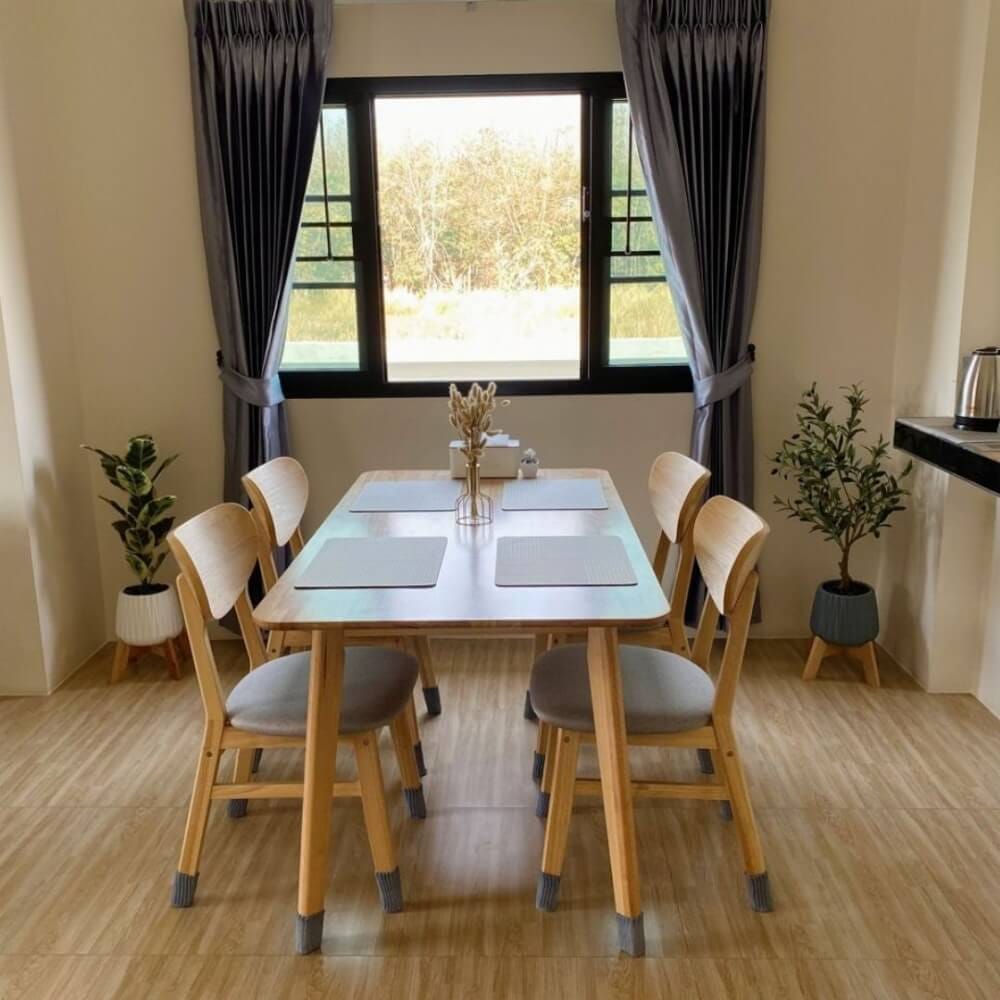 เก้าอี้ทานข้าวไม้ยางพารา  EVERGREEN FURNITURE CB  43X53X85 ซม.สีไม้ธรรมชาติ 2ตัว/กล่อง_4