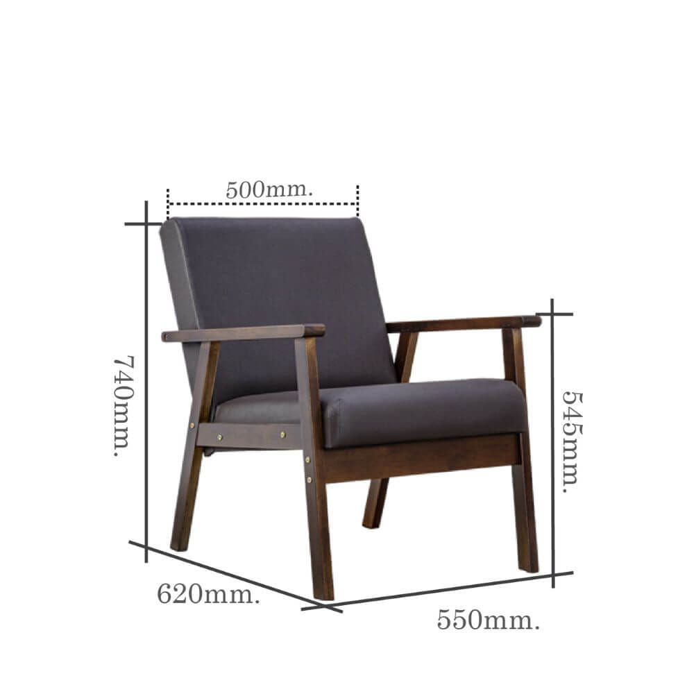 โซฟาไม้ยางพารา 1 ที่นั่ง EVERGREEN FURNITURE S-C-01 74*55*62 เบาะหนัง_2
