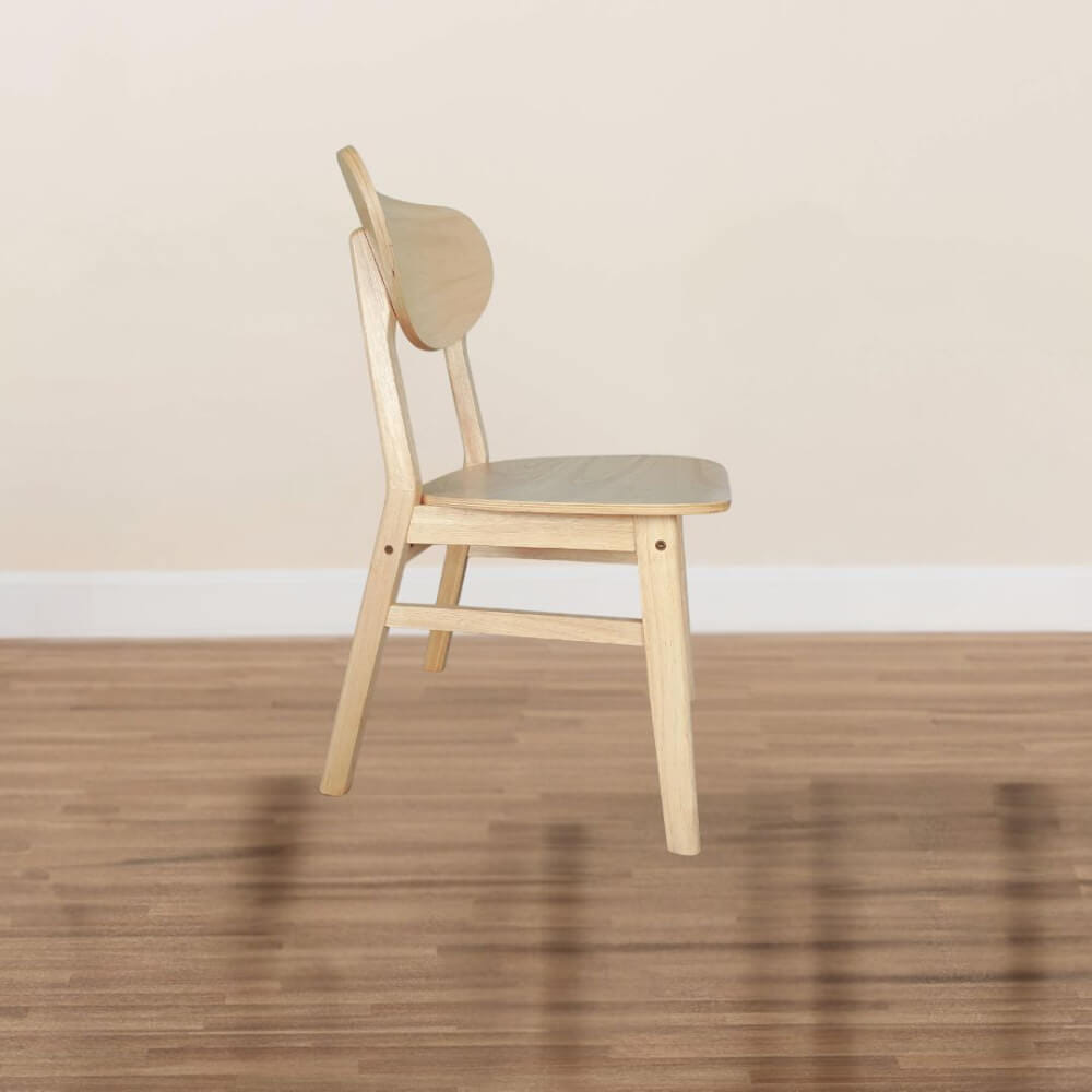 เก้าอี้ทานข้าวไม้ยางพารา  EVERGREEN FURNITURE CB เบาะไม้ 43X53X85 ซม.สีไม้ธรรมชาติ_3