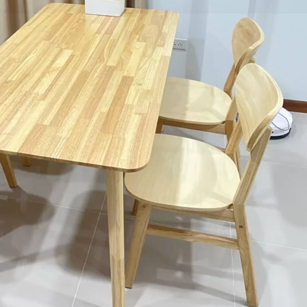 เก้าอี้ทานข้าวไม้ยางพารา  EVERGREEN FURNITURE CB เบาะไม้ 43X53X85 ซม.สีไม้ธรรมชาติ 2ตัว/กล่อง_3