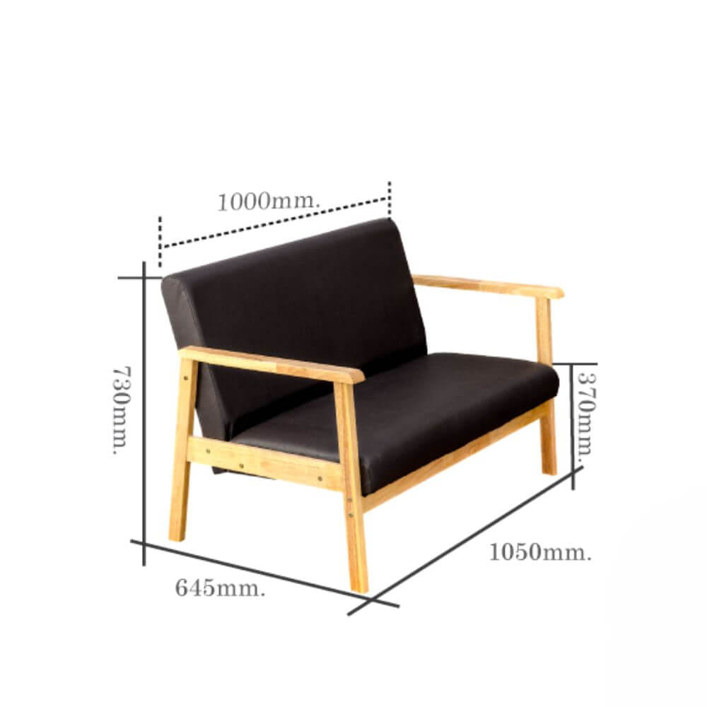 โซฟาไม้ยางพารา 2 ที่นั่ง EVERGREEN FURNITURE S-NC-02 100*62*72 ไม้สีธรรมชาติ เบาะหนัง_2