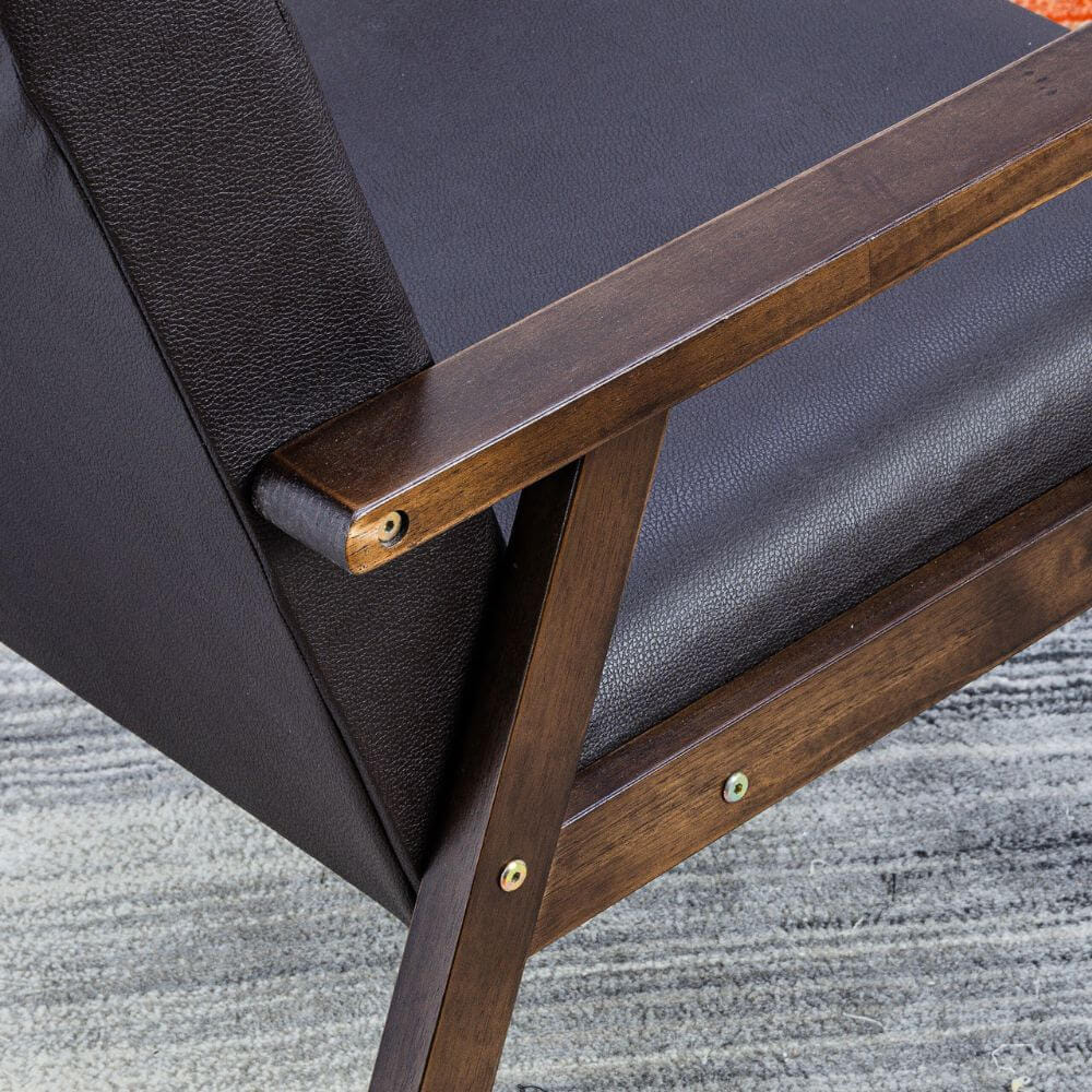 โซฟาไม้ยางพารา 3 ที่นั่ง EVERGREEN FURNITURE S-C-03 150*62*72 ไม้สีน้ำตาลเข้ม เบาะหนังสีกรม_2