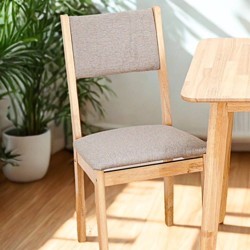 เก้าอี้ทานข้าวไม้ยางพารา EVERGREEN FURNITURE CC1 46X42X89 CM ไม้สีธรรมชาติ เบาะผ้าสีเทา_2