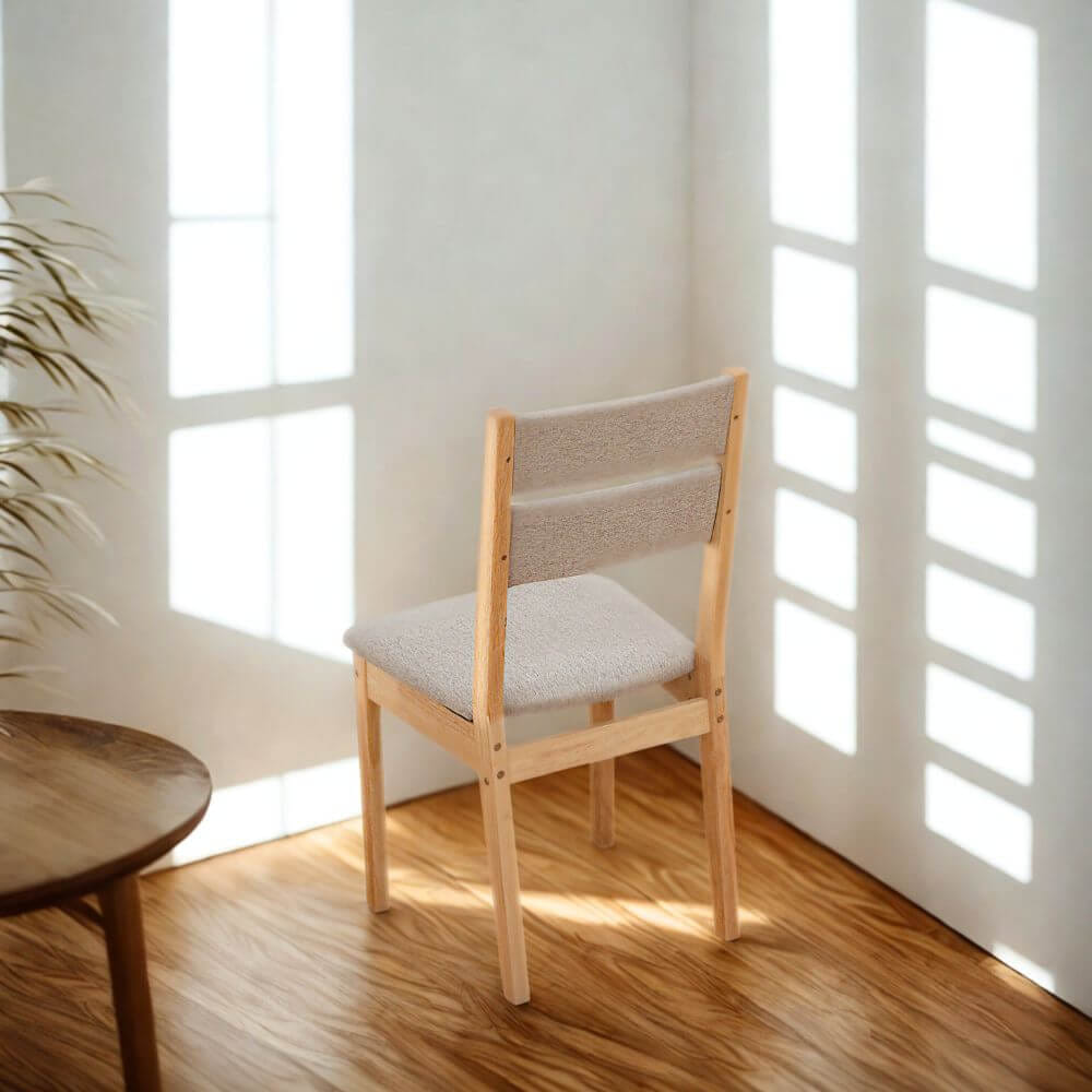 เก้าอี้ทานข้าวไม้ยางพารา EVERGREEN FURNITURE CC2 46X42X89 CM ไม้สีธรรมชาติ เบาะผ้าสีเทา 4 ตัว / กล่อง_2
