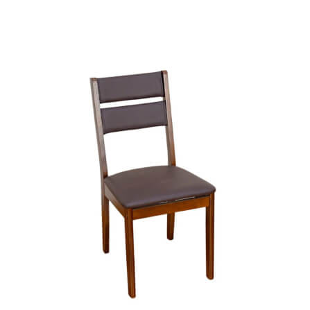 เก้าอี้ทานข้าวไม้ยางพารา EVERGREEN FURNITURE CC2 46X42X89 CM ไม้สีน้ำตาลเข้ม เบาะหนังสีกรม_0