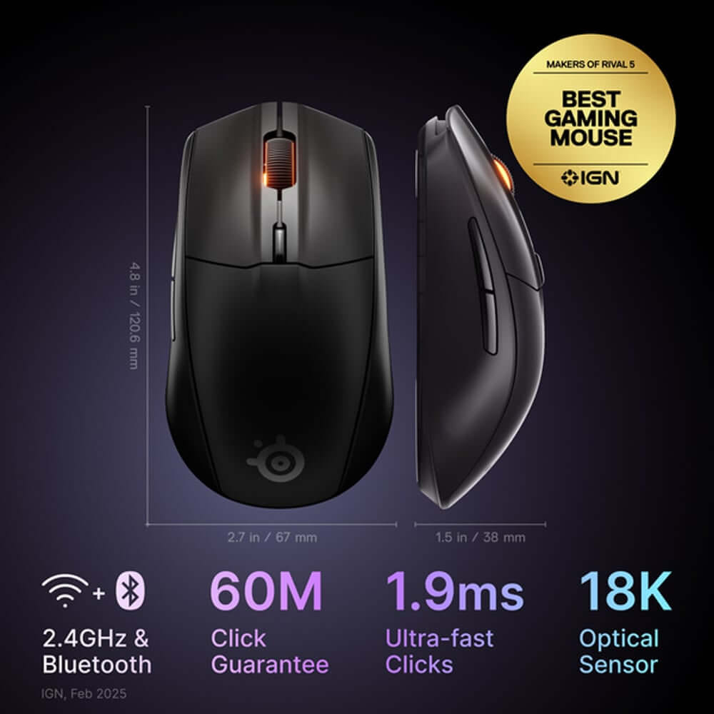 เมาส์เกมมิ่ง STEELSERIES RIVAL 3 WIRELESS GEN 2 สีขาว_1