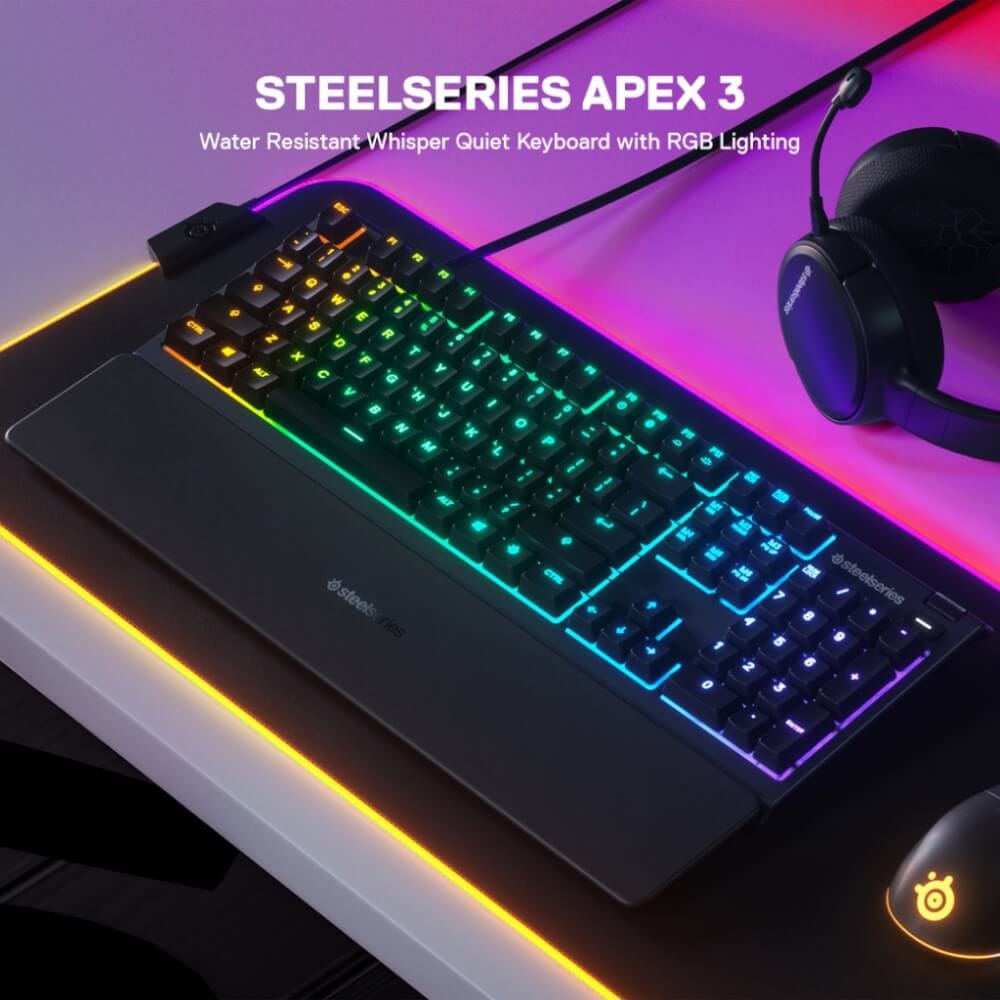 คีย์บอร์ดเกมมิ่ง STEELSERIES APEX 3 ไฟ RGB