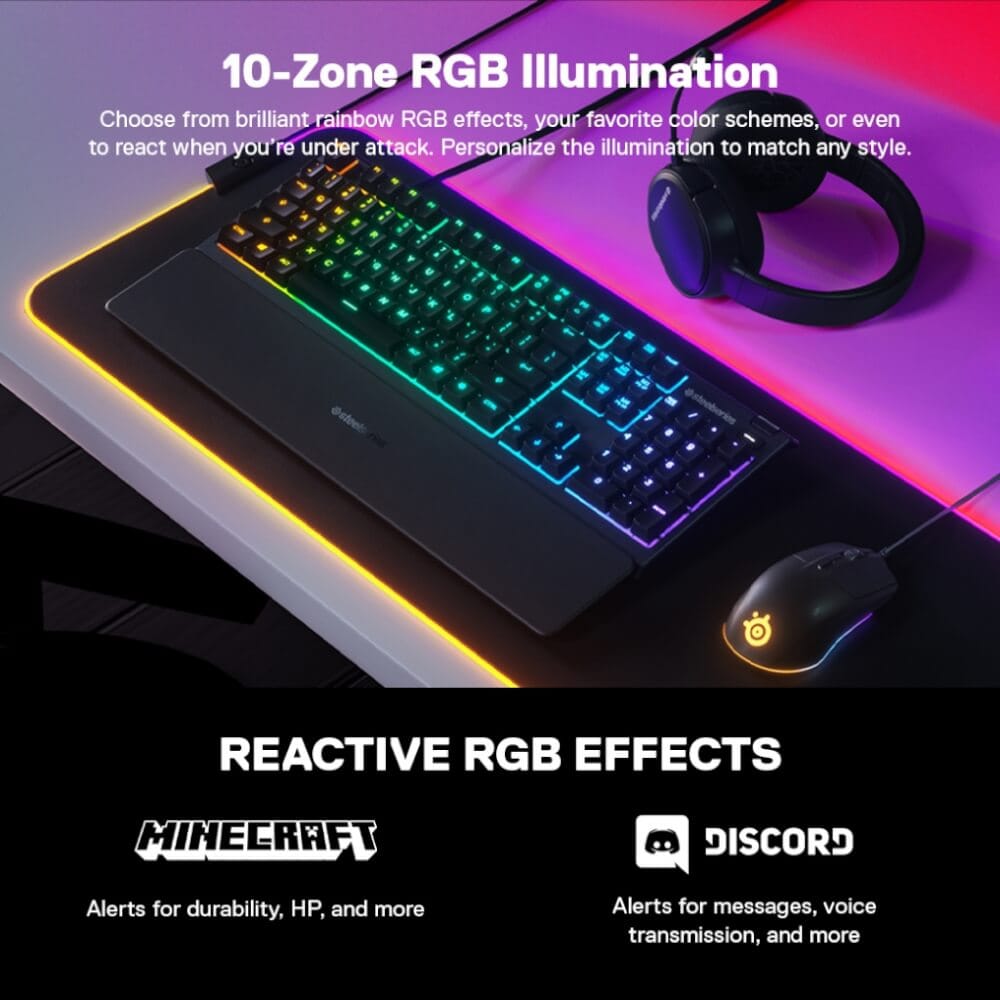 คีย์บอร์ดเกมมิ่ง STEELSERIES APEX 3 ไฟ RGB