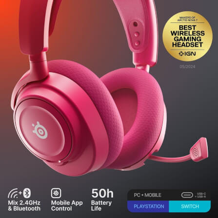 หูฟังเกมมิ่งไร้สาย STEELSERIES ARCTIS NOVA 7 WIRELESS GEN 2 - สีแดง_7