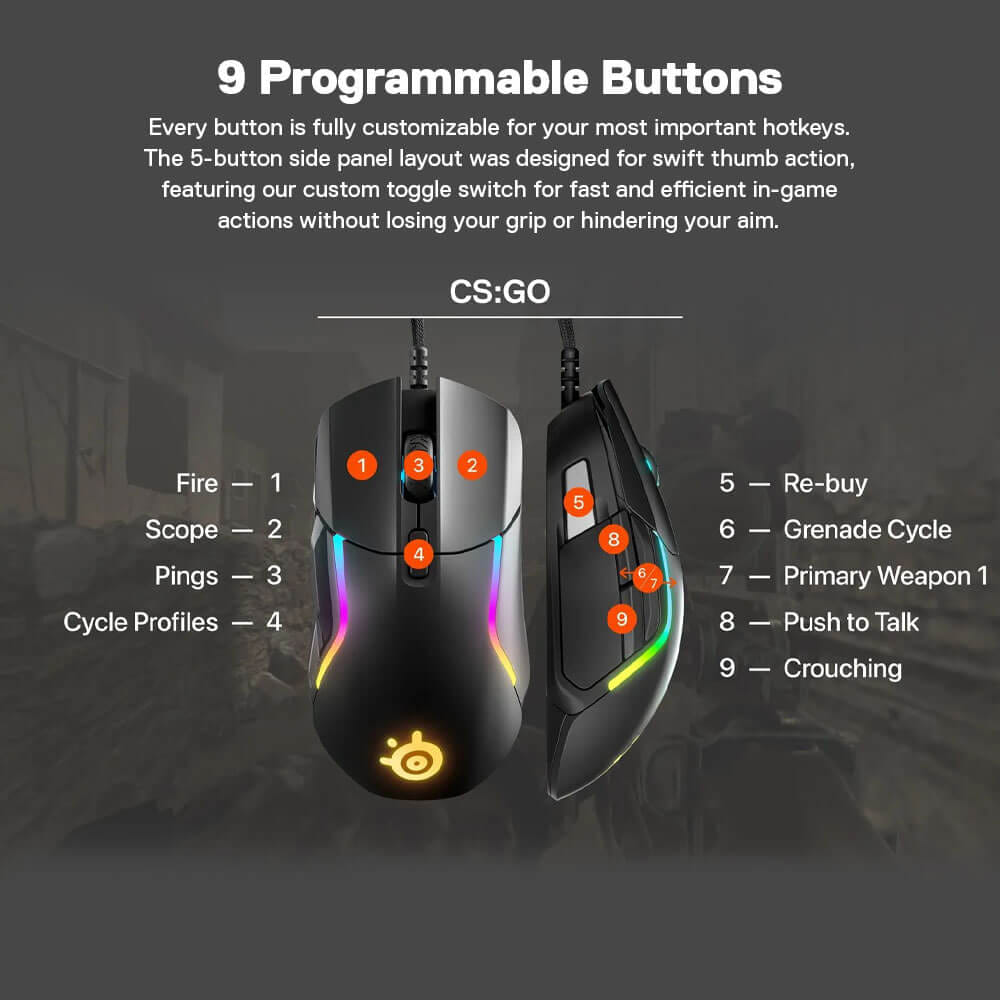 เมาส์เกมมิ่ง STEELSERIES RIVAL 5 สีดำ_3