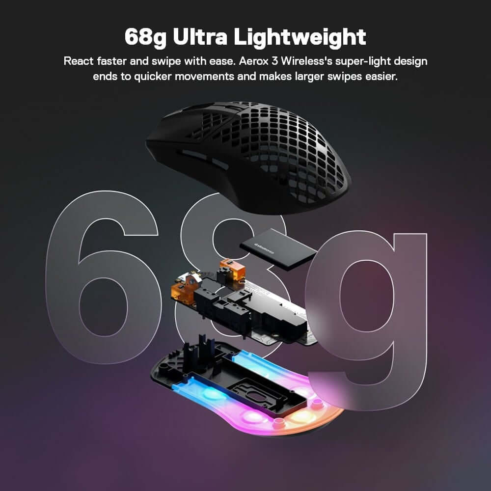 เมาส์เกมมิ่งไร้สาย STEELSERIES AEROX 3 สีขาว_3