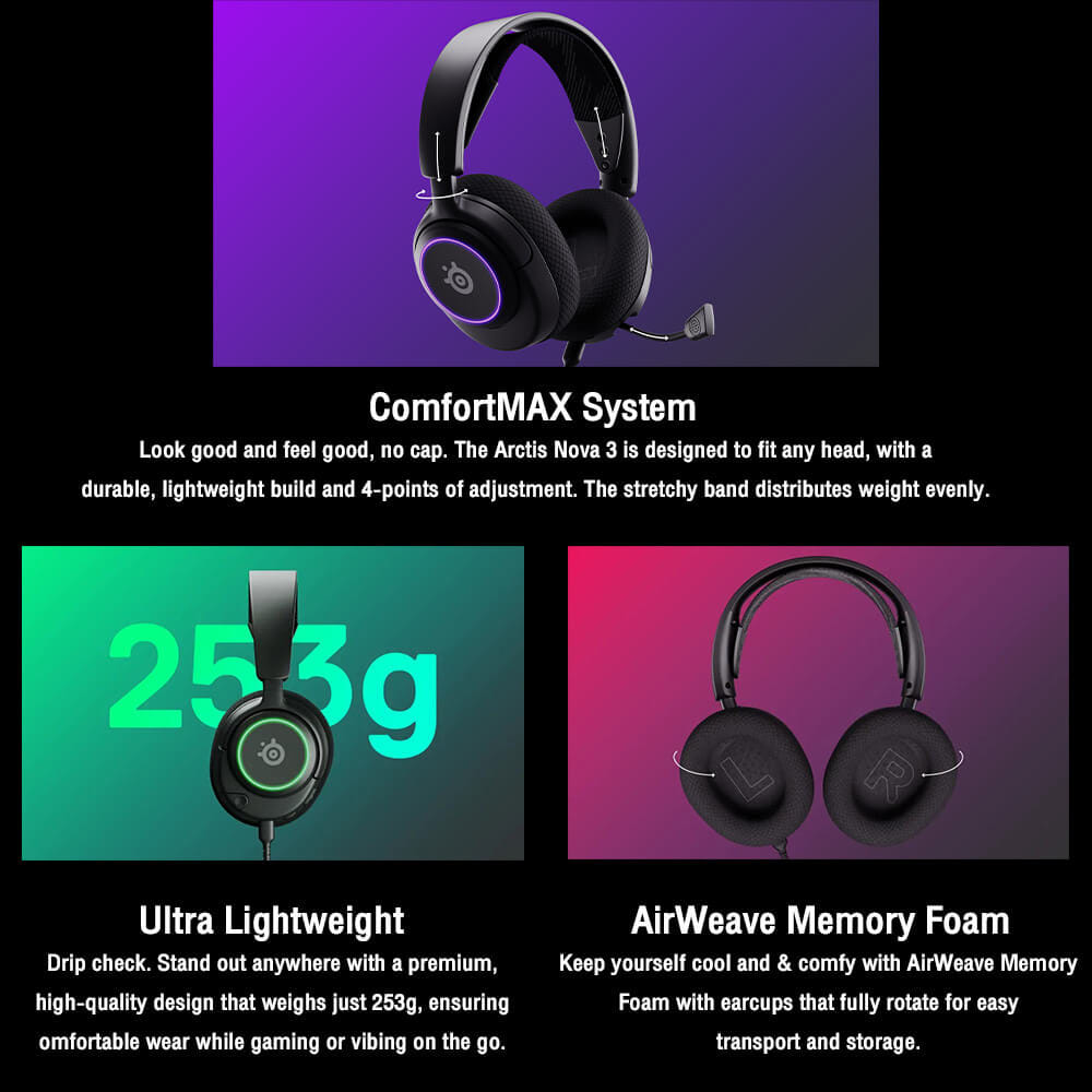 หูฟังเกมมิ่ง STEELSERIES ARCTIS NOVA 3 สีดำ_4