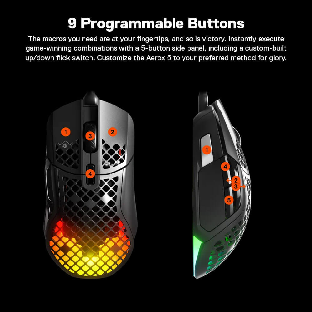 เมาส์เกมมิ่ง STEELSERIES AEROX 5 สีดำ_5