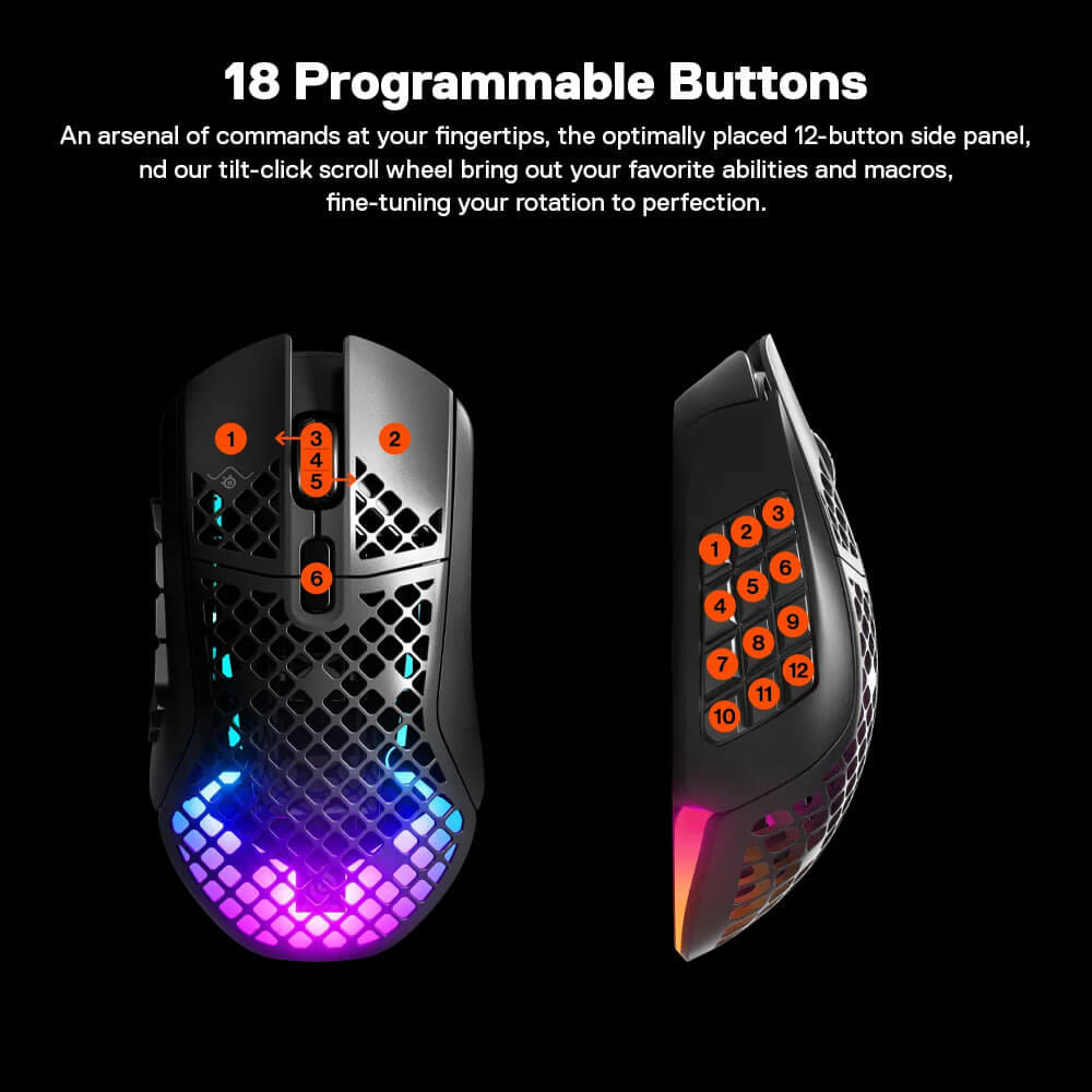 เมาส์เกมมิ่งไร้สาย STEELSERIES AEROX 9 สีดำ_5