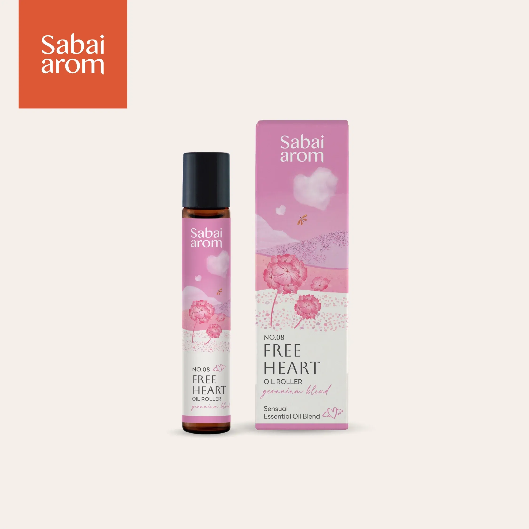 ลูกกลิ้งน้ำมันหอมระเหย สบายอารมณ์ กลิ่น FREE HEART เสริมสมดุลย์จิตใจ 8 มล. จำนวน 1 ขวด_1