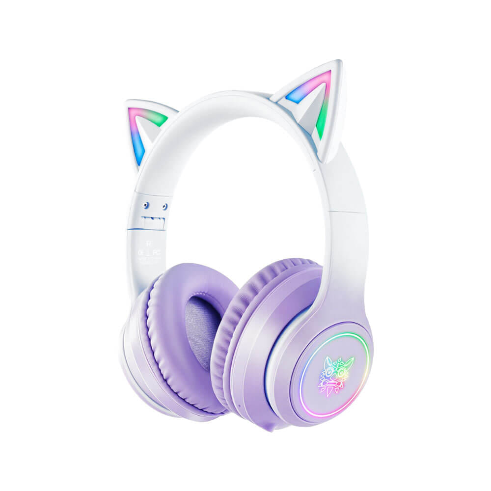 หูฟังเกมมิ่งไร้สาย ONIKUMA B90 RGB CAT EAR WIRELESS GAMING HEADSET - สีม่วง