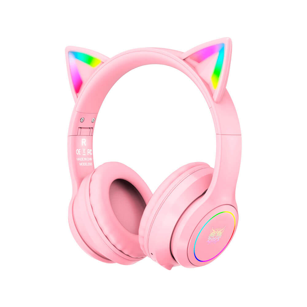 หูฟังเกมมิ่งไร้สาย ONIKUMA B90 RGB CAT EAR WIRELESS GAMING HEADSET - สีชมพู