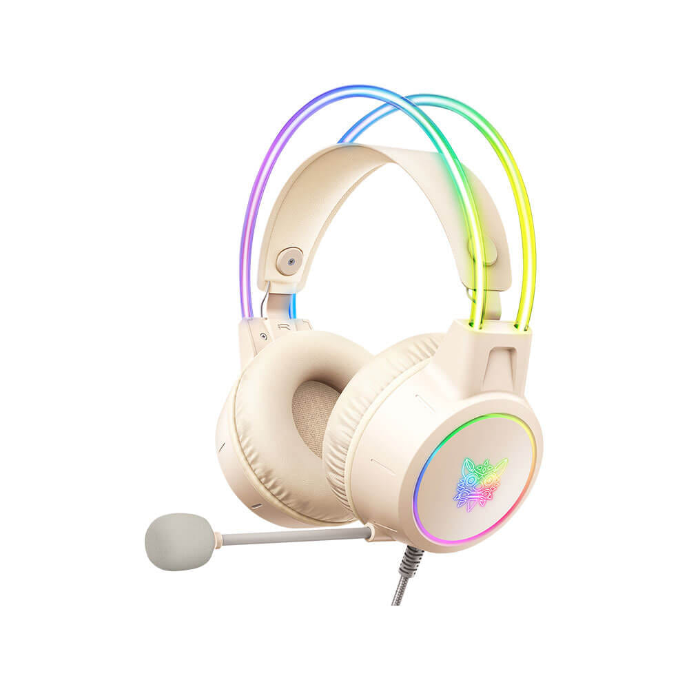 หูฟังเกมมิ่ง ONIKUMA X15 PRO RGB LIGHT DOUBLE-HEAD BEAM GAMING HEADSET - สีงาช้าง_0