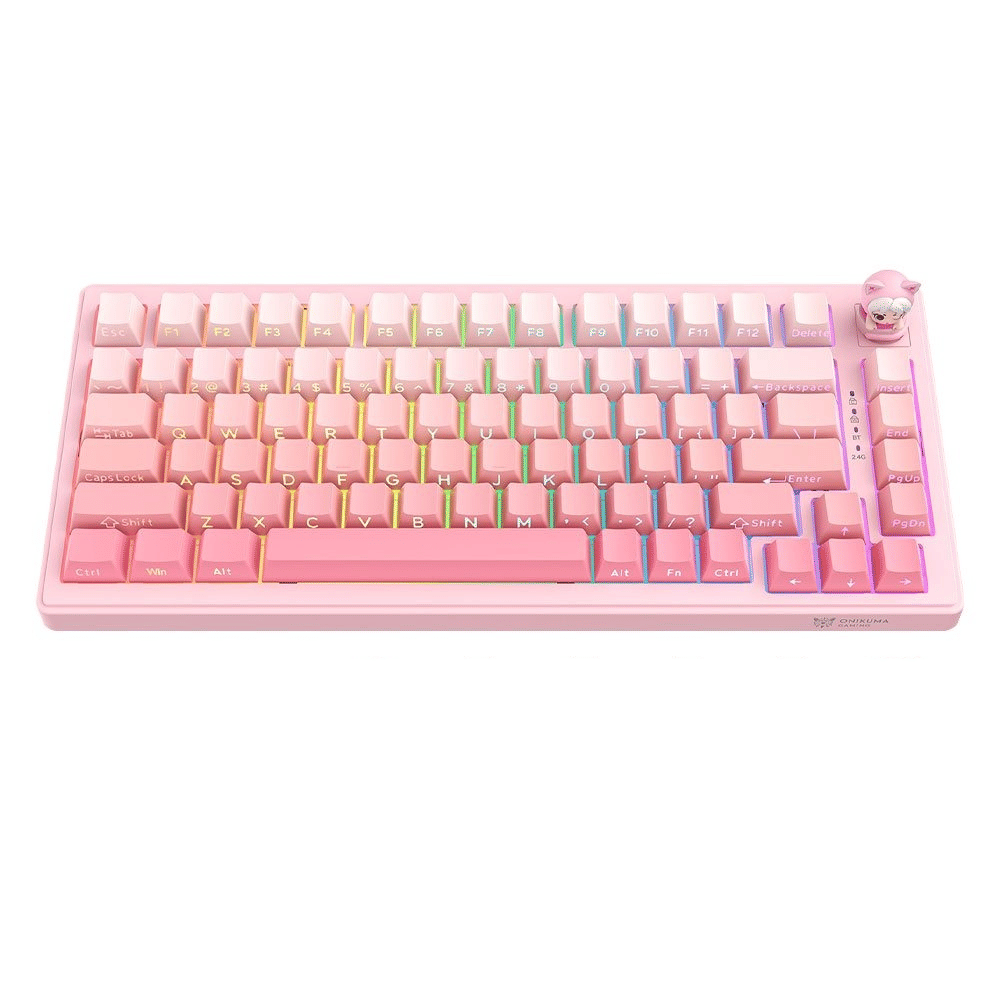 คีย์บอร์ดเกมมิ่งไร้สาย ONIKUMA MT707 82-KEY - ชมพู