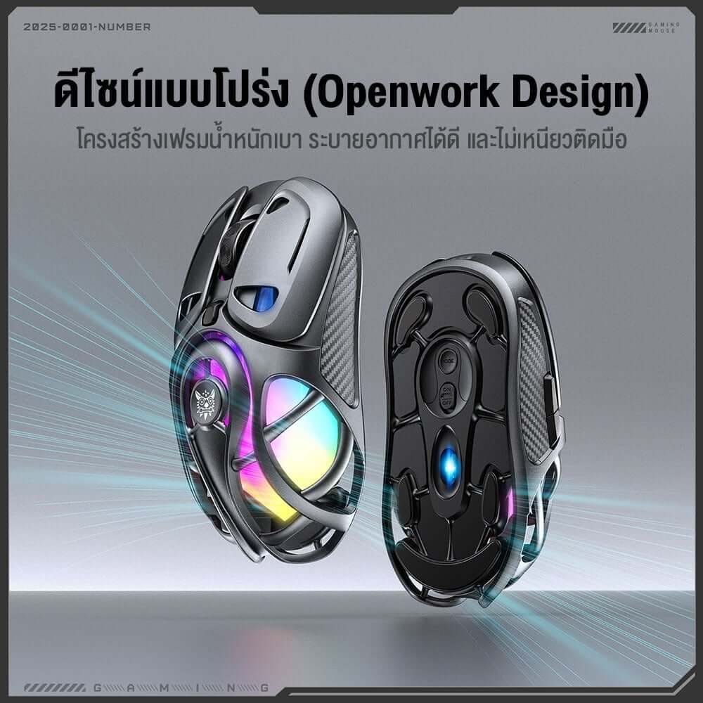 เมาส์เกมมิ่ง ONIKUMA DM02 3 MODE - สีเทา