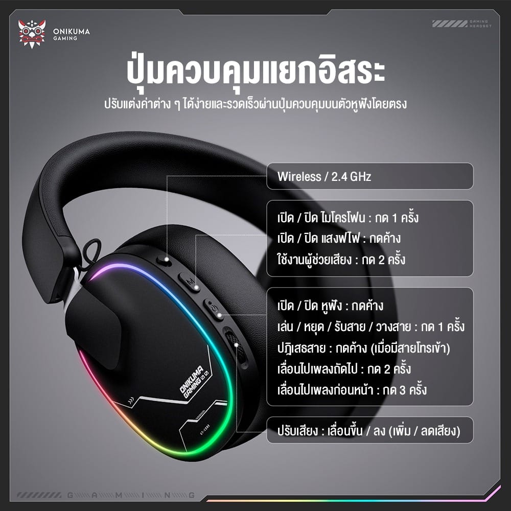 หูฟังเกมมิ่ง ONIKUMA GT836 - ดำ