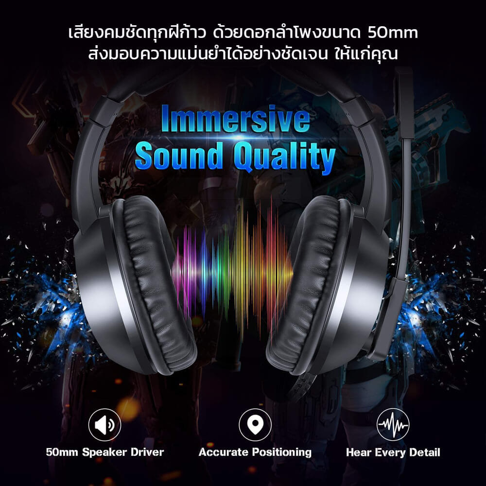 หูฟังเกมมิ่ง ONIKUMA K19 GAMING HEADSET - สีดำ_2
