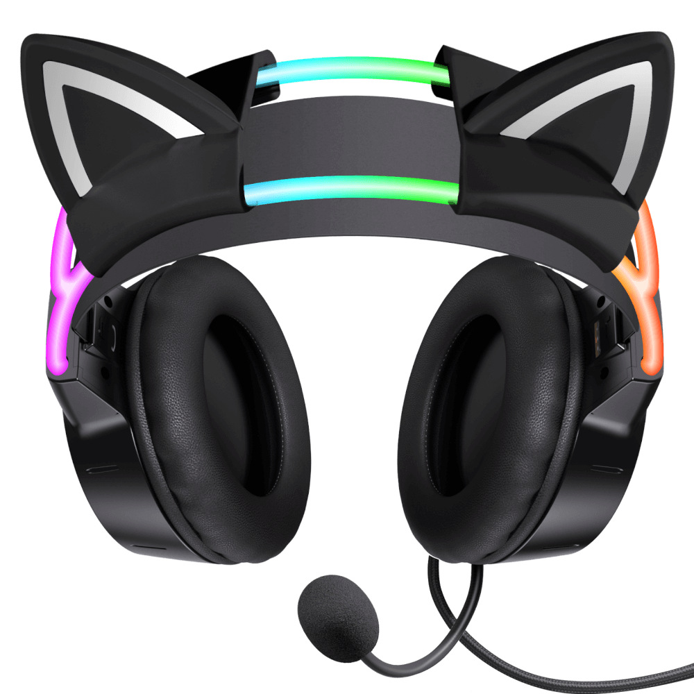 หูฟังเกมมิ่ง ONIKUMA X15 PRO CAT EARS RGB LIGHT DOUBLE-HEAD BEAM - สีดำ_2