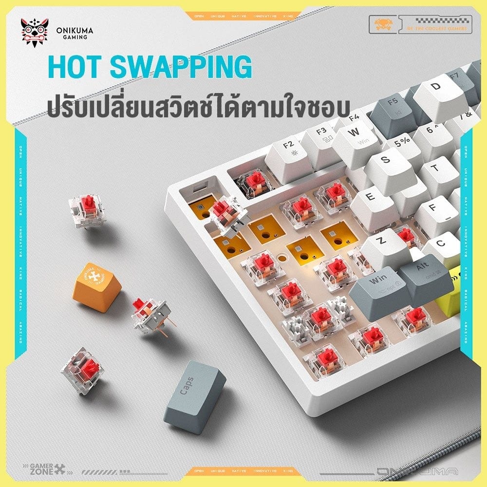 คีย์บอร์ดเกมมิ่งไร้สาย ONIKUMA G52 82-KEYS - ขาว
