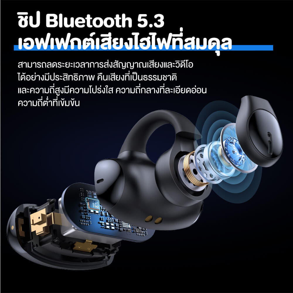หูฟังเกมมิ่งไร้สาย ONIKUMA T306 TWS EAR CLIP DESIGN BLUETOOTH HEADSET - สีดำ_5