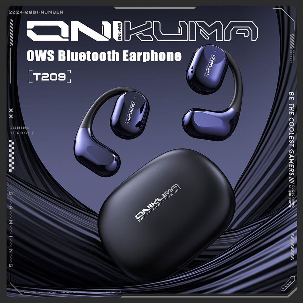 หูฟังไร้สาย ONIKUMA T209 OWS BLUETOOTH EARPHONE มีจอ LED แสดงพลังงาน - สีดำ_5