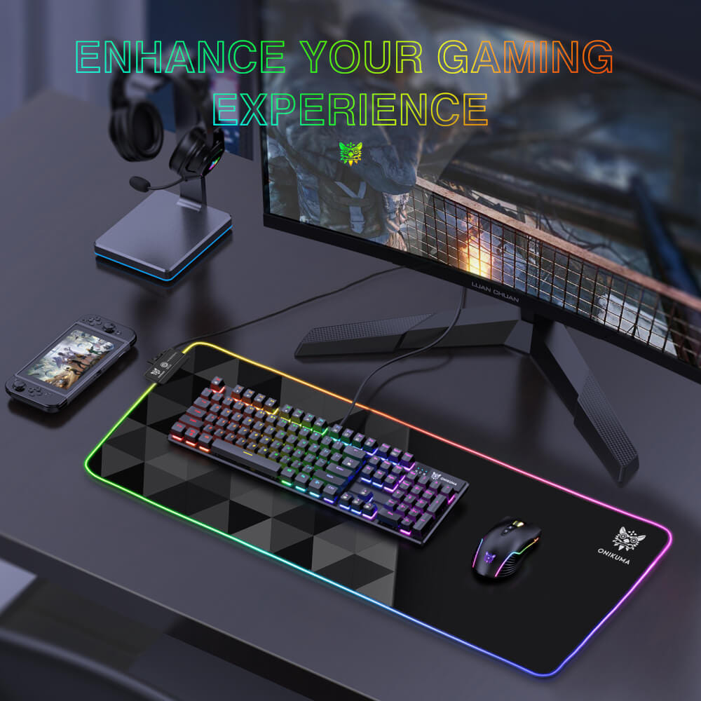 แผ่นรองเมาส์เกมมิ่ง ONIKUMA MP006 RGB GAMING MOUSEPAD ขนาด 800 X 300 X 4 มม. - สีดำ_6