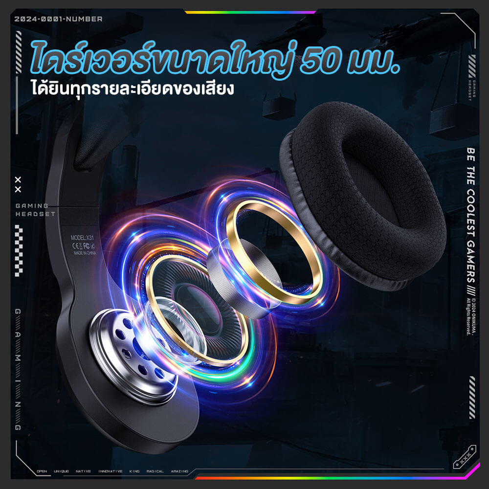 หูฟังเกมมิ่ง ONIKUMA X31 GAMING HEADSET - สีดำ_9