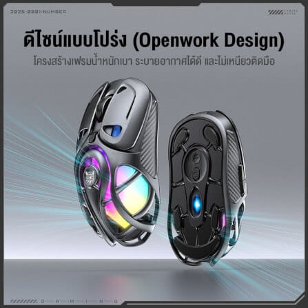 เมาส์เกมมิ่ง ONIKUMA DM02 3 MODE - สีเทา_1