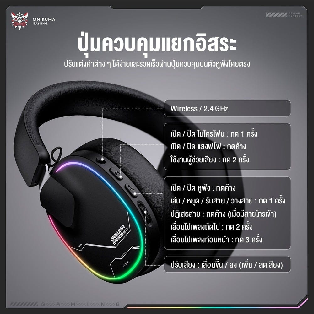 หูฟังเกมมิ่ง ONIKUMA GT836 - ดำ_1