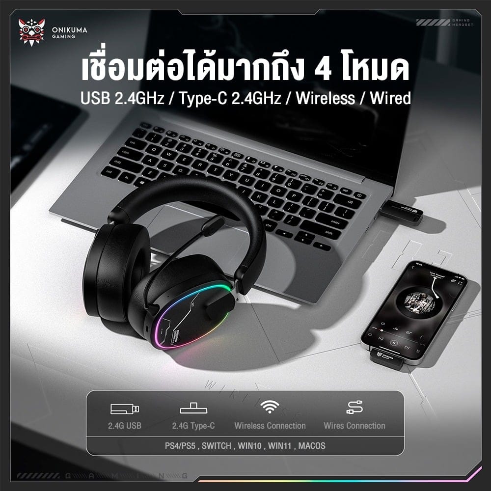 หูฟังเกมมิ่ง ONIKUMA GT836 - ดำ_3