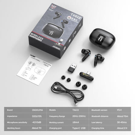 หูฟังเอียร์บัดไร้สาย ONIKUMA TX612 WIRELESS TRI-MODE BLUETOOTH & 2.4G_8