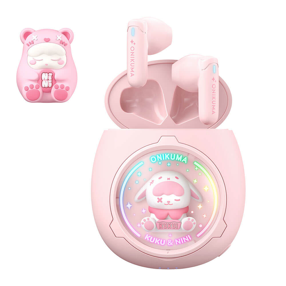 หูฟังเกมมิ่งไร้สาย ONIKUMA KUKU & NINI รูปทรงน่ารัก BLUETOOTH 5.3 - สีชมพู