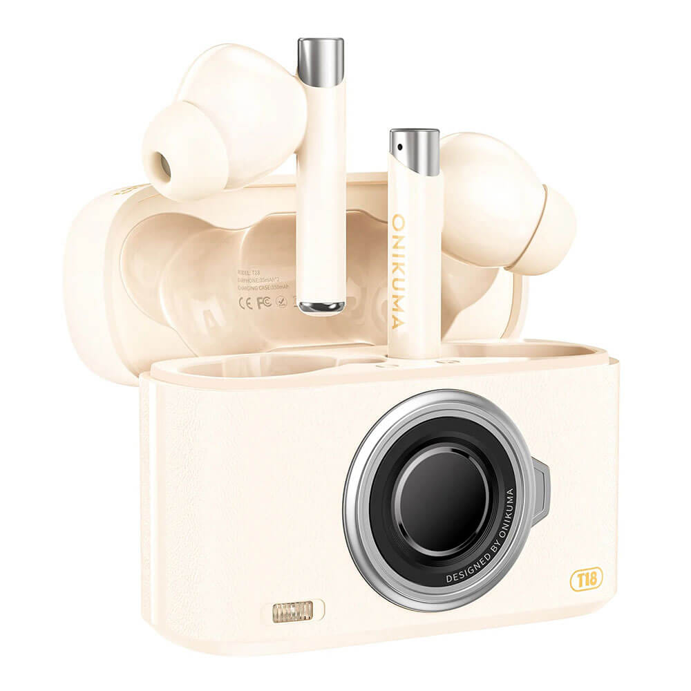 หูฟังเกมมิ่งไร้สาย ONIKUMA T18 รูปทรงสไตล์เรโทร BLUETOOTH 5.3 - สีเบจ