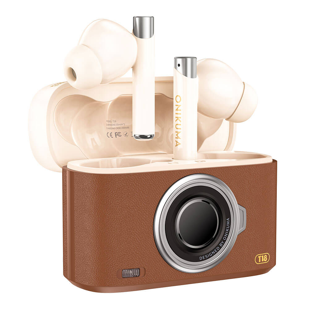 หูฟังเกมมิ่งไร้สาย ONIKUMA T18 รูปทรงสไตล์เรโทร BLUETOOTH 5.3 - สีน้ำตาล