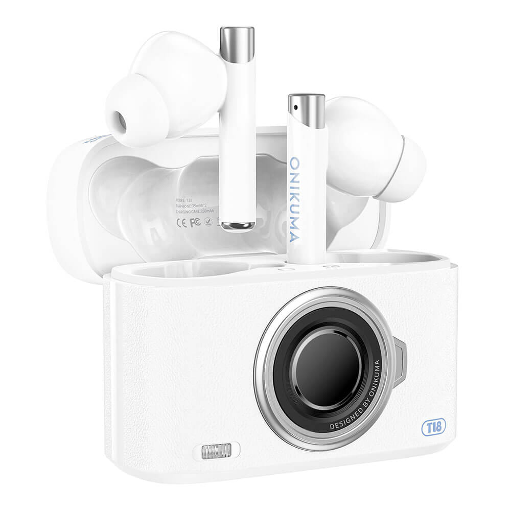 หูฟังเกมมิ่งไร้สาย ONIKUMA T18 รูปทรงสไตล์เรโทร BLUETOOTH 5.3 - สีขาว_0