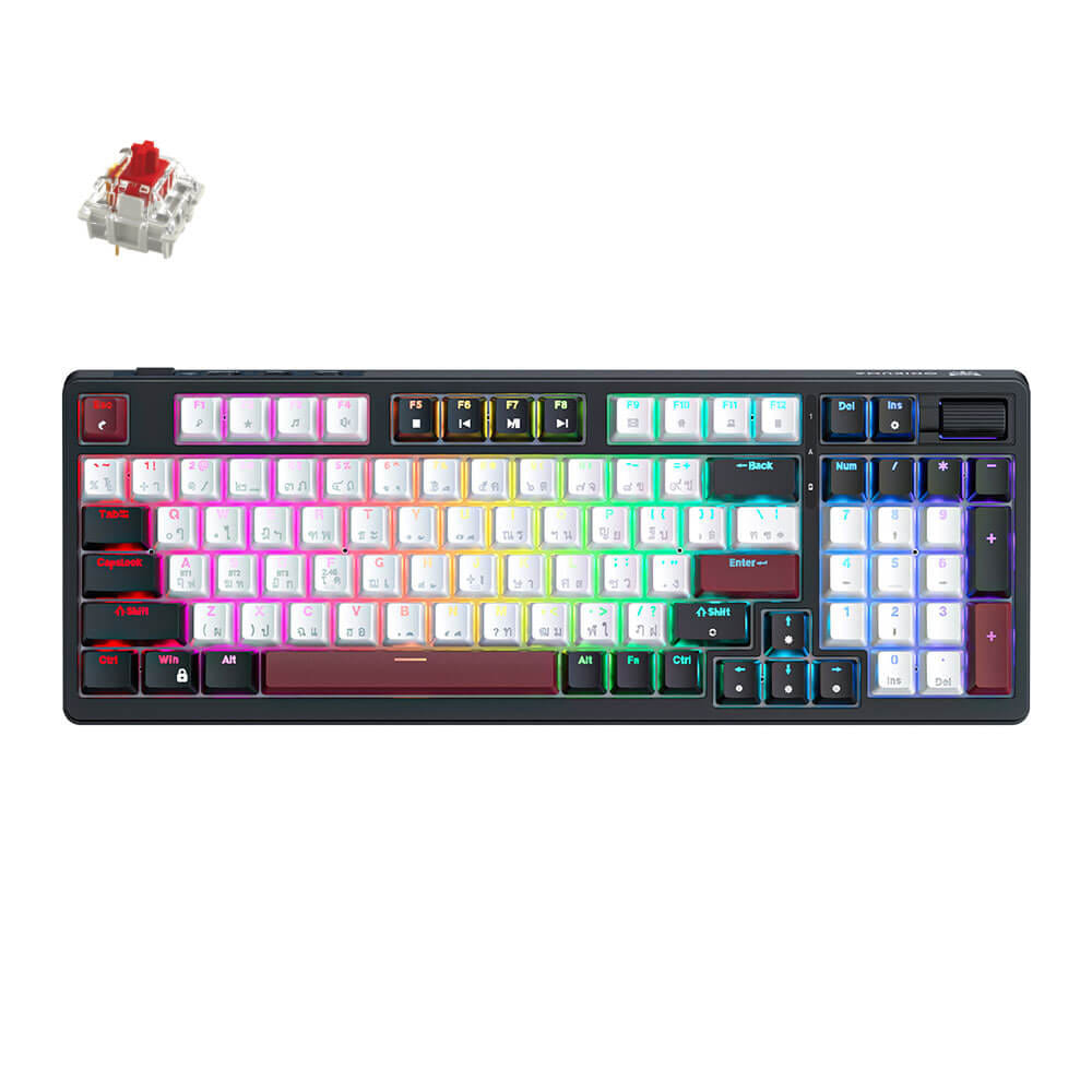 คีย์บอร์ดเกมมิ่งไร้สาย ONIKUMA AKI TRI-MODE GAMING KEYBOARD เชื่อมต่อได้ 3 โหมด - สีดำ (RED SWITCH) (TH/EN)