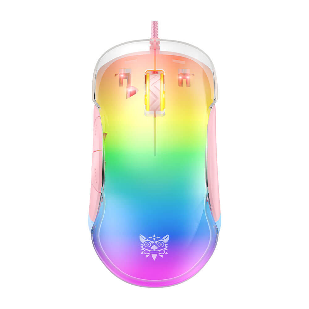 เมาส์เกมมิ่ง ONIKUMA CW925 RGB BACKLIT WIRED GAMING MOUSE - สีชมพู_0