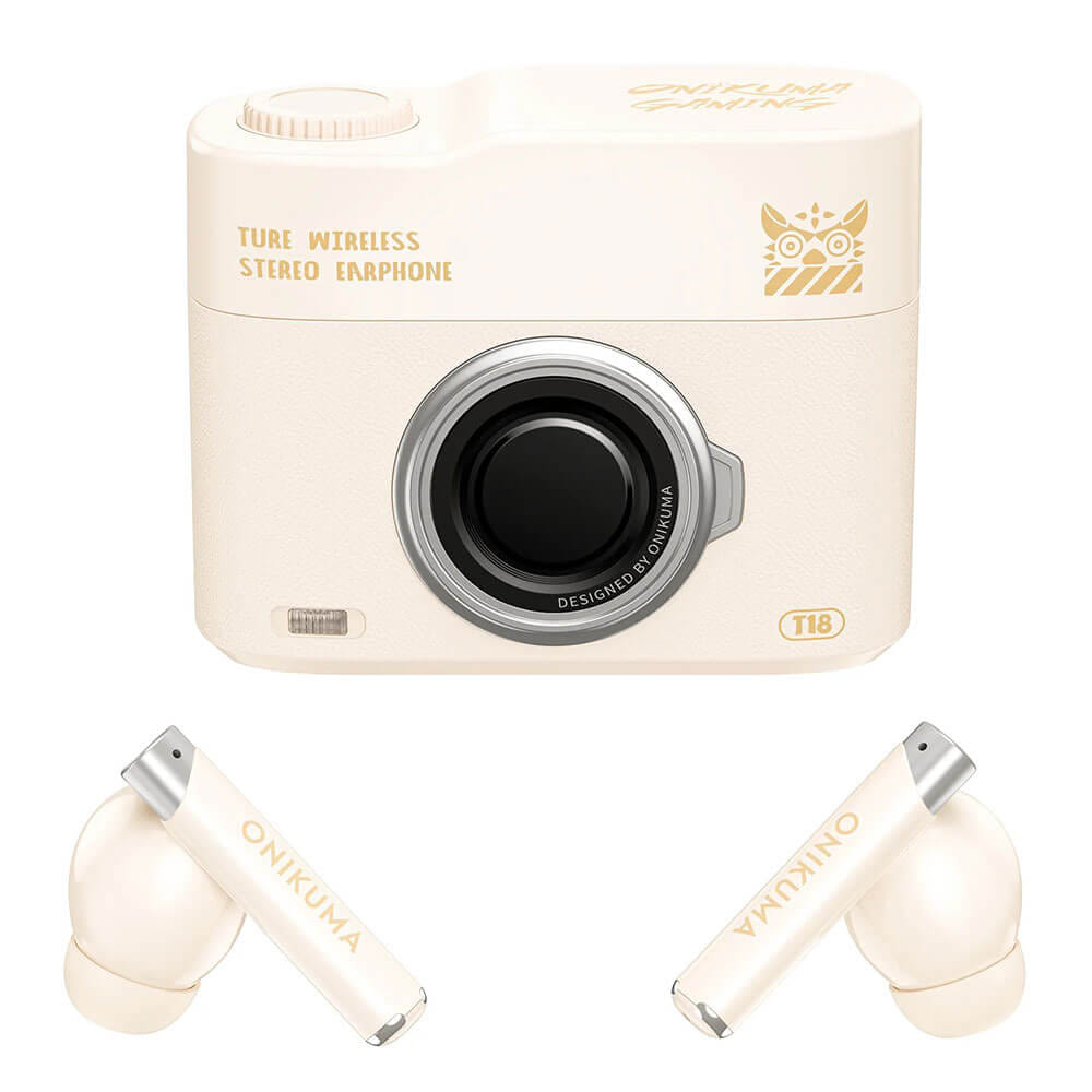 หูฟังเกมมิ่งไร้สาย ONIKUMA T18 รูปทรงสไตล์เรโทร BLUETOOTH 5.3 - สีเบจ_1