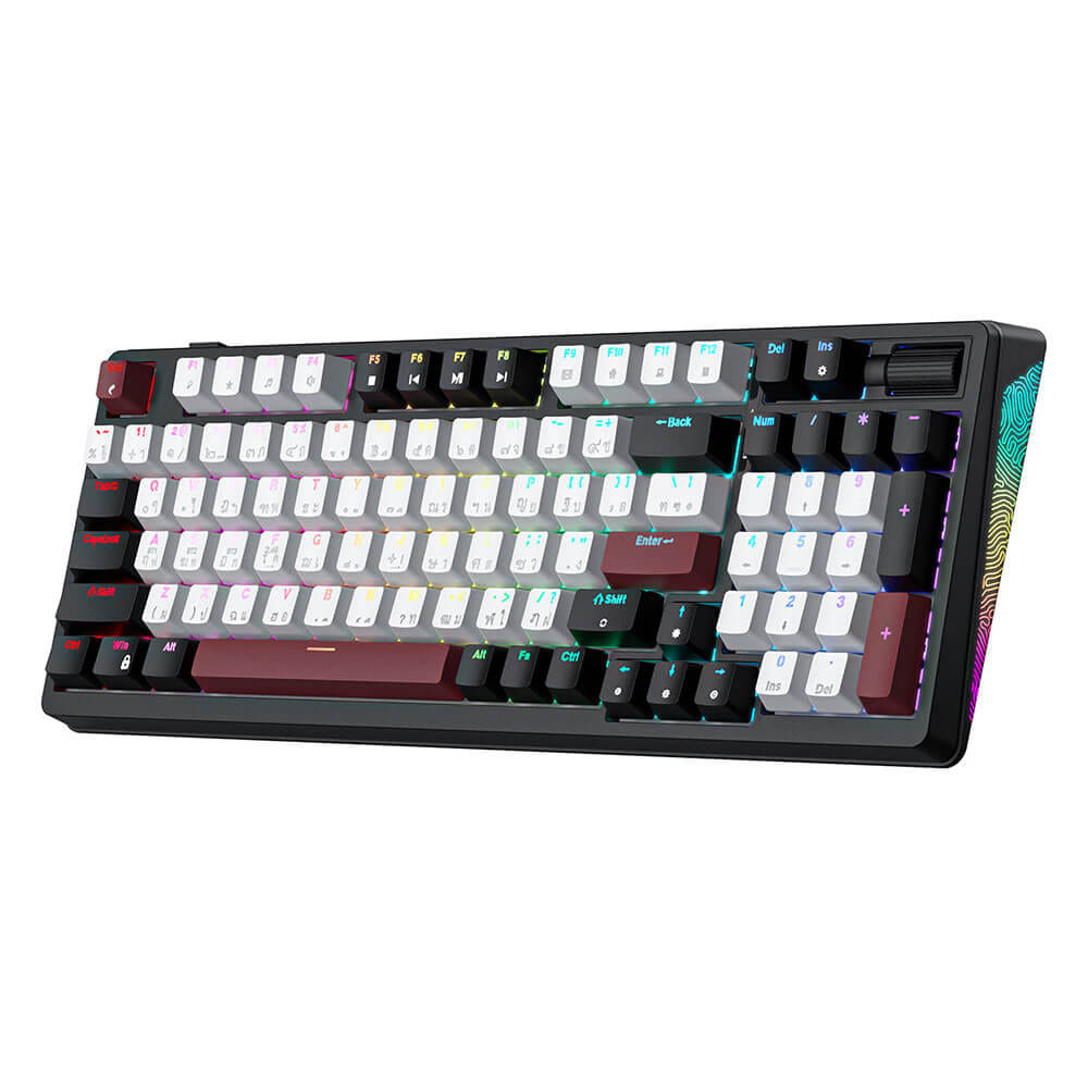 คีย์บอร์ดเกมมิ่งไร้สาย ONIKUMA AKI TRI-MODE GAMING KEYBOARD เชื่อมต่อได้ 3 โหมด - สีดำ (RED SWITCH) (TH/EN)_1