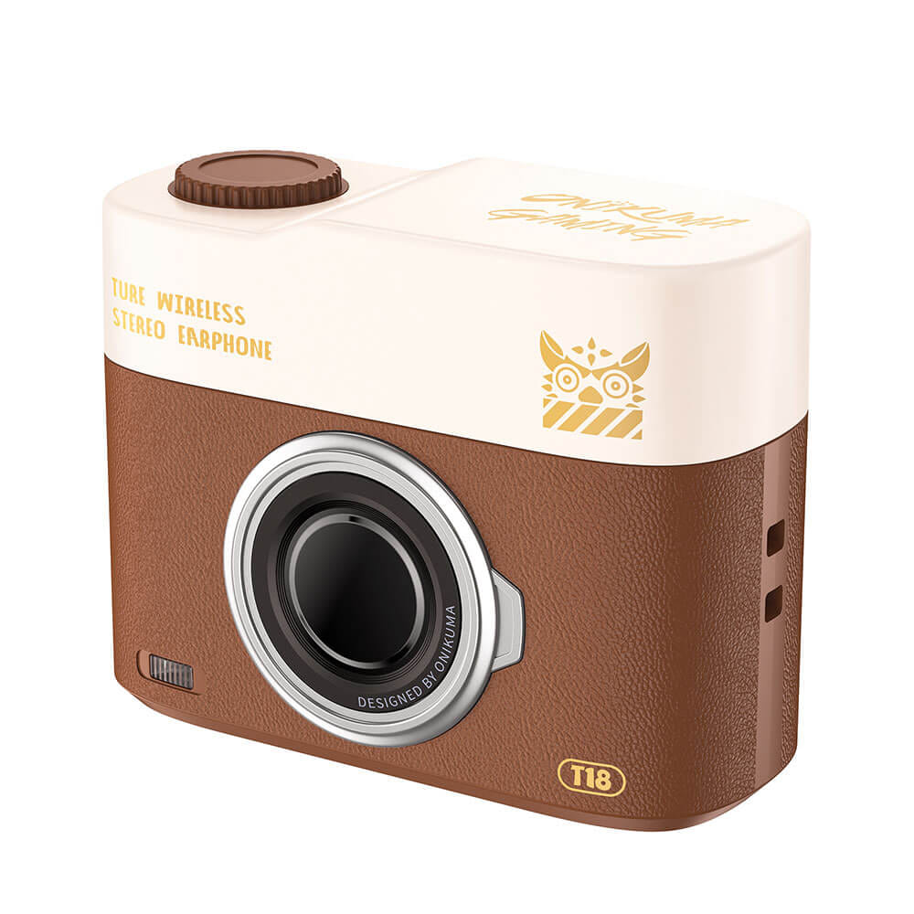หูฟังเกมมิ่งไร้สาย ONIKUMA T18 รูปทรงสไตล์เรโทร BLUETOOTH 5.3 - สีน้ำตาล_2