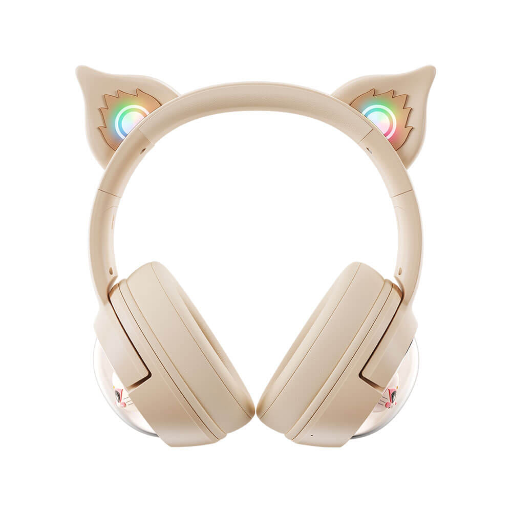 หูฟังเกมมิ่งไร้สาย ONIKUMA MEW มีหูแมวและแสงไฟ RGB - สีงาช้าง_2