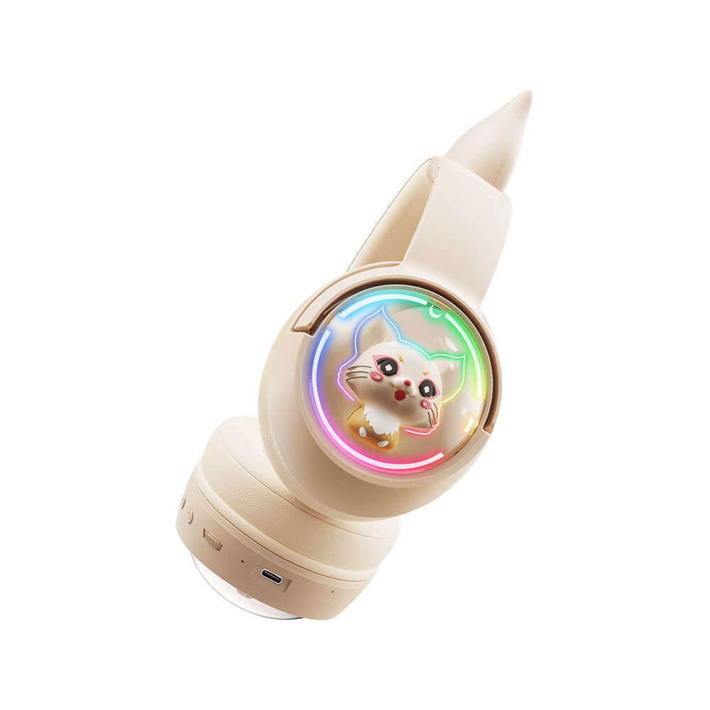 หูฟังเกมมิ่งไร้สาย ONIKUMA MEW มีหูแมวและแสงไฟ RGB - สีงาช้าง_3